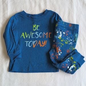 george blue splatter cotton pajamas matching set 6-12 months baby unisex